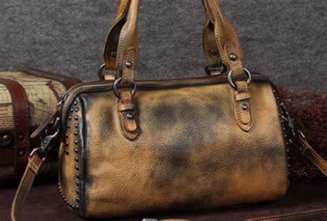 Genuine Leather Handbag Rivet Vintage Bag Crossbody Bag Shoulder Bag P