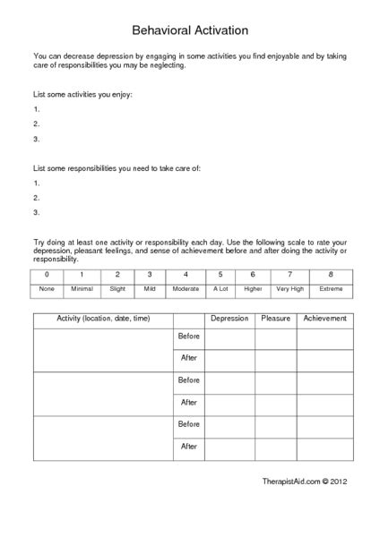 Behavioral activation worksheet