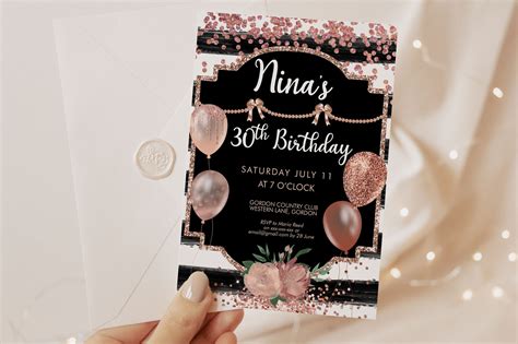 Rose Gold And Black Invitation Template