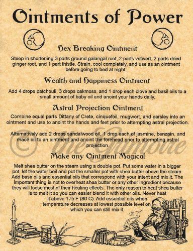 Ointments Of Power Book Of Shadows Spell Page Wicca