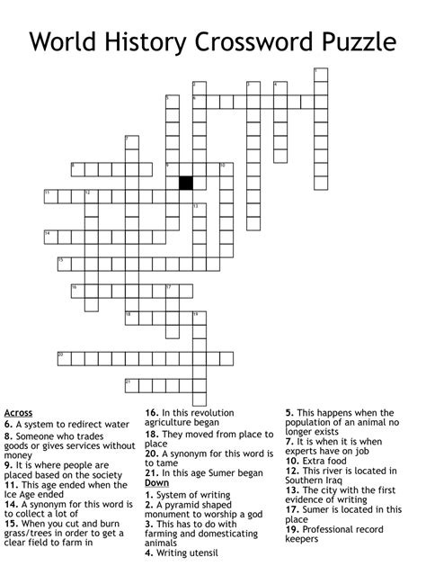 World History Crossword Puzzle Wordmint Us History Crossword Puzzle