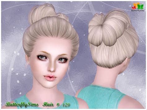High Bun Hairstyle 129 By Butterfly Sims 3 Hairs Sims Hair High