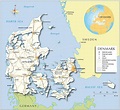 Danimarca mappa - Mappa danimarca (Europa del Nord - Europa)