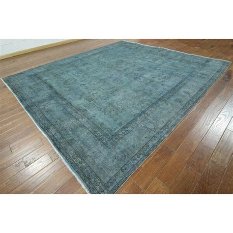 Shop W870 Blue Wool Overdyed Hand Knotted Oriental Rug 10 X 12