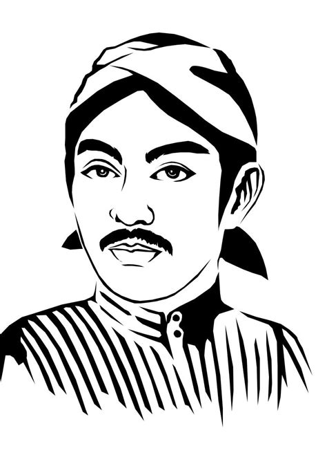 Indonesian Heroes Pangeran Antasari Line Art Icon Line Icons Art Icons