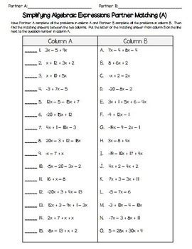 Nice Information Matching Questions Algebraic Expression Grade 7 Pdf Math Worksheets For Grade 7 Algebraic Expressions An Algebraic Expression Is The Combination Of Constant And Variables