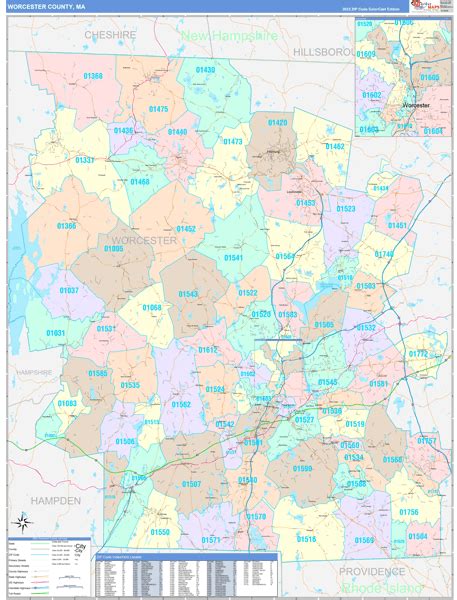 Worcester County Ma Zip Code Maps Color Cast