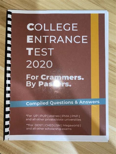 College Entrance Test 2020 Reviewer For Crammers By Passers Hobbies