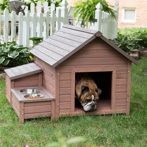 Large Outdoor Dog House Wooden Kennel Puppy Pet Shelter Bed Box Wfood