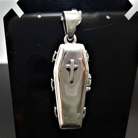 Gothic Cross Coffin Locket Pendant Sterling Silver 925 Etsy