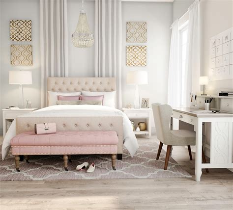 Pink And Ecru Modern Bedroom Gold Bedroom Decor Apartment Interior
