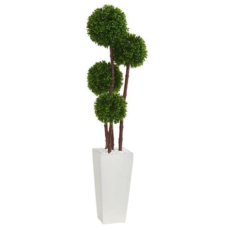 4 Boxwood Artificial Topiary Tree In Planter Uv Resistant Indoor