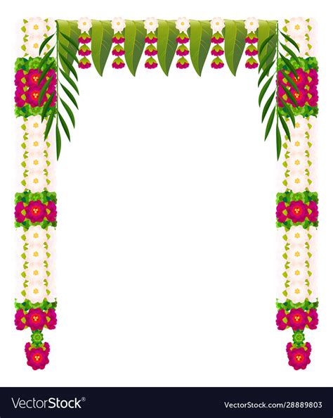 Flower Garland With Mango Leaves Indian Royalty Free Vector