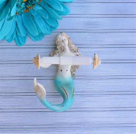 Resin Mermaid Toilet Paper Holder Beach Coastal Nautical Etsy