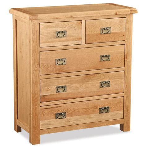 Salisbury Rustic Oak 2 Over 3 Chest Of Drawers Wax Finish Fully