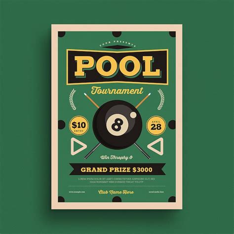 Premium Psd Retro Billiard Tournament Event Flyer