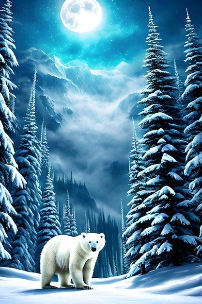 Premium Ai Image Polar Bear Amongst Pine Forest