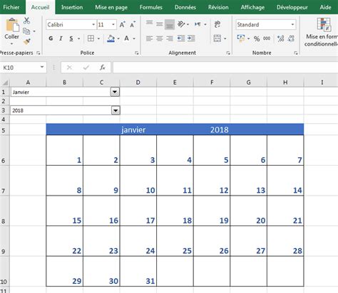 Comment Créer Un Calendrier Sur Excel