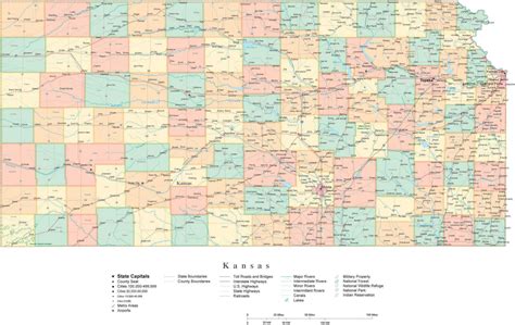 State Map Of Kansas In Adobe Illustrator Vector Format