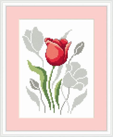 Spring Flowers Tulips Pattern For Cross Stich Tulip With Etsy Cross