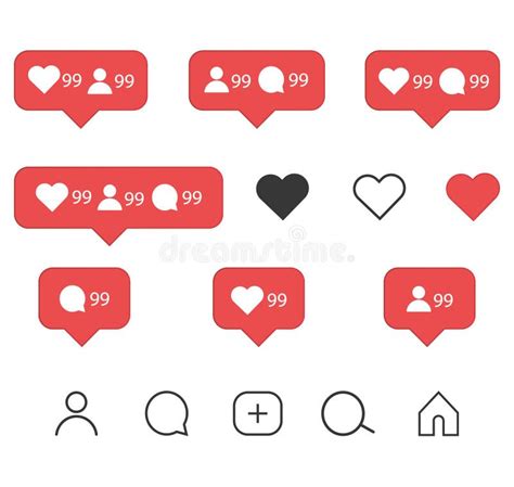Instagram Icons Set Like Comment Follower And Notification Icons