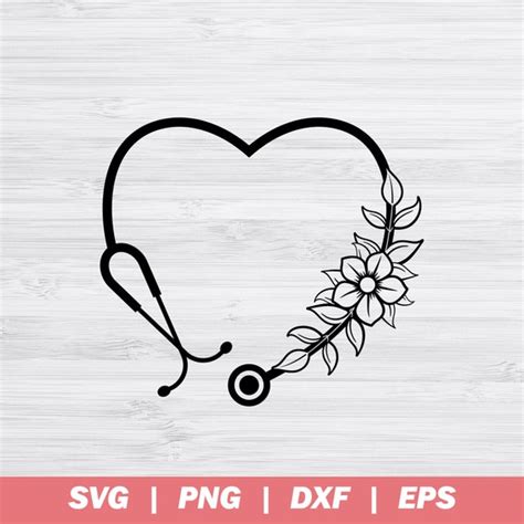 Floral Stethoscope Svg Flower Heart Stethoscope Svg Nurse Etsy Canada