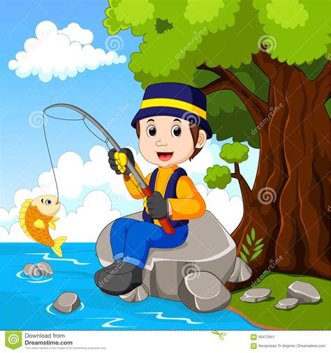Cartoon Boy Fishing Stock Illustrations 1014 Cartoon