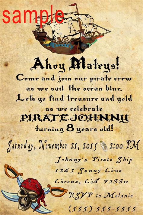 Pirate Birthday Invitation Click On The Image Twice To Place Orders Or