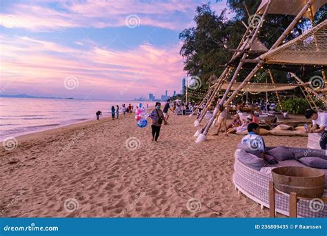 Na Jomtien Beach Pattaya Thailand White Tropical Beach During Sunset