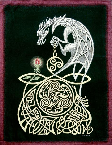 Celtic Dragon 26 X 36 Woven Tapestry Celtic And Fantasy Art By