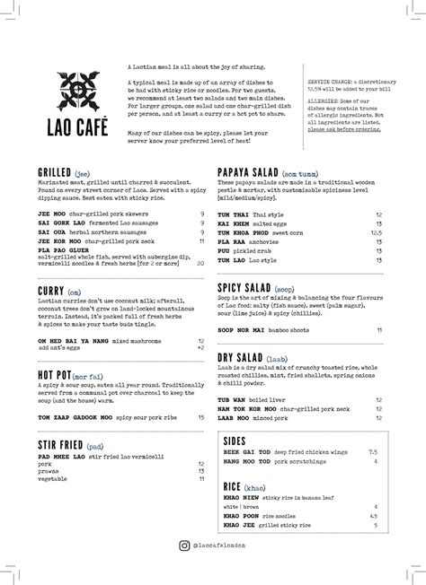 Menu 2024 Lao Cafe In London Thefork