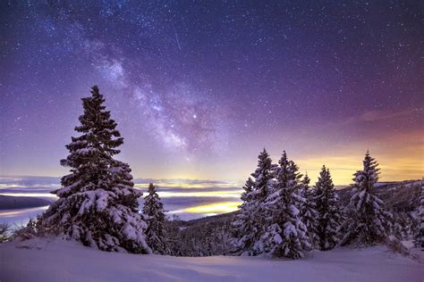 Wallpaper Of Milky Way Sky Snow Starry Sky Stars Milky Way