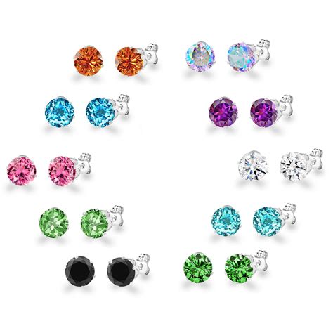 Stainless Steel Colored Crystal Stud Earrings Choose Color Tanga