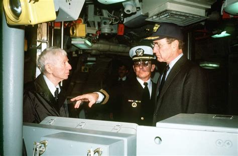 Admiral Hyman Rickover And George H W Bush Touring Uss Ohio Sub Blue