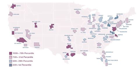 Map Of The Top 50 Us Metropolitan Areas In Terms Of Online Population