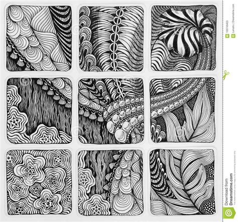 Zentangle Abstract Illustration Doodle Hand Drawing Patterns Stock