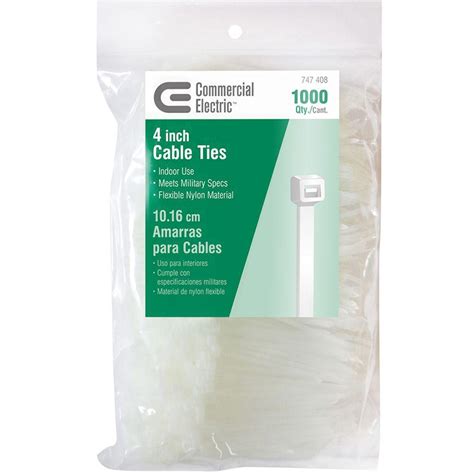 Commercial Electric 4 In Cable Tie Natural 1000 Pack Gt 100m The