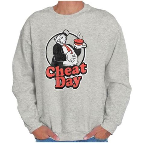 Cheat Day Gym Diet Popeye Wimpy Cartoon T Womens Or Mens Crewneck Sweatshirt Ebay