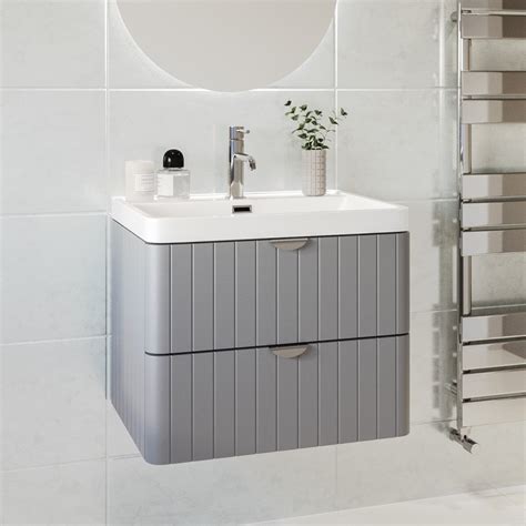 600mm Wall Hung Grey Vanity Unit With Basin Empire Better Bathrooms