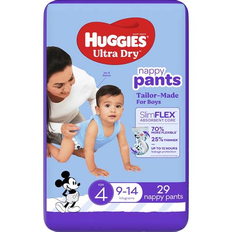 Huggies Ultra Dry Nappy Pants Boys Size 4 9 14kg 29 Pack Woolworths