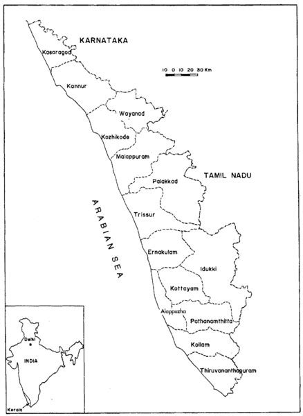 Free Blank Simple Map Of Kerala Off