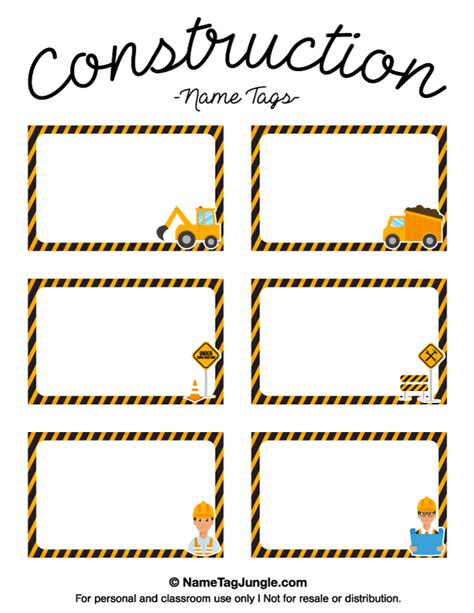 Free Printable Construction Labels
