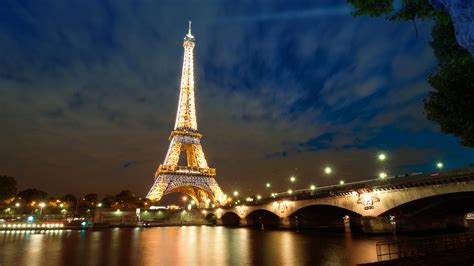 Lighting Paris Eiffel Tower With Sky And Clouds Background Hd Travel