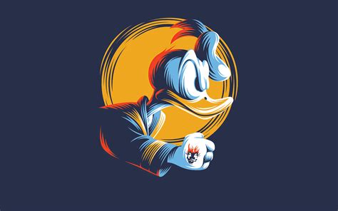 Download Wallpapers Donald Duck Art Blue Background Cartoon