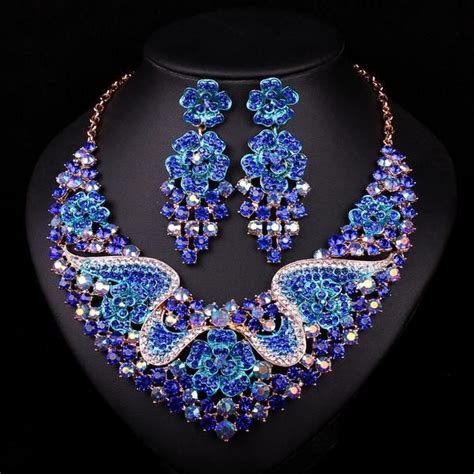 Sapphire Jewelry Set Necklace And Earrings Sapphire Jewelry Set Bridal Jewelry Sets Blue