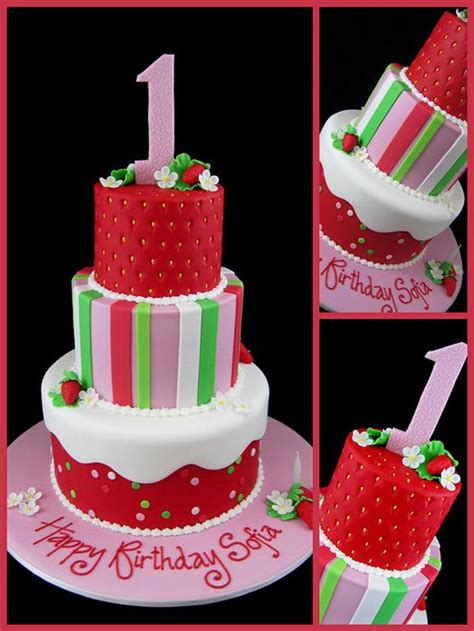 Strawberry Shortcake 1st Birthday Cake Decorated Cake Cakesdecor