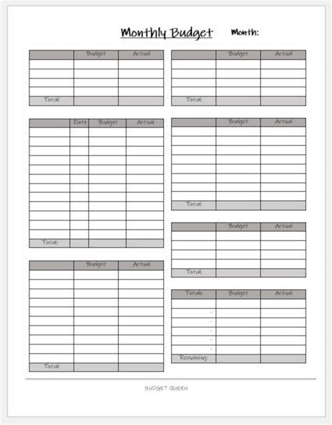 Blank Monthly Budget Template 2 Printable Finance Budget Etsy Images