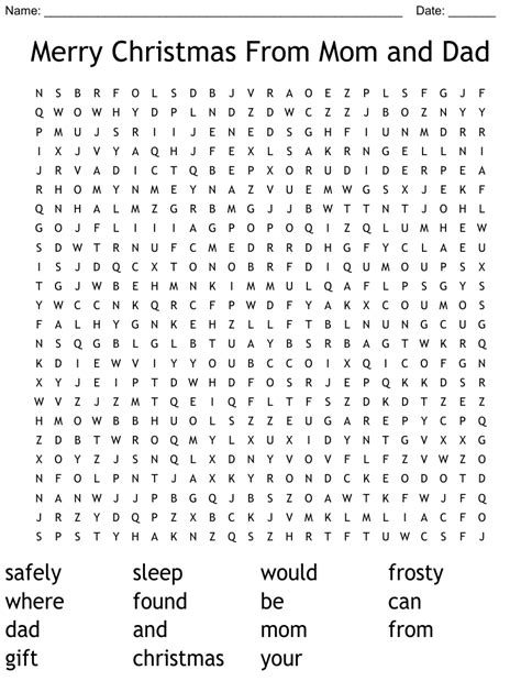 Merry Christmas From Mom And Dad Word Search Wordmint
