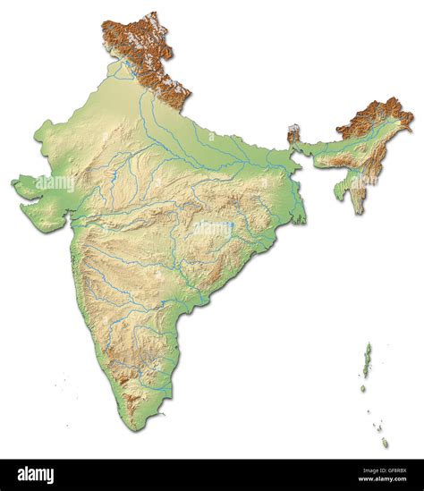 Relief Map Of India With Shaded Relief Stock Photo Alamy