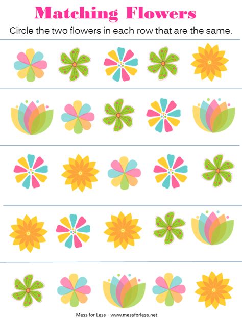 Free Spring Preschool Worksheets Mess For Less